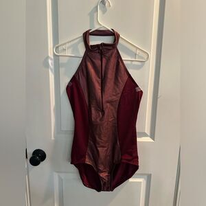 Double Platinum Women’s Burgundy One Piece Swimsuit Size L